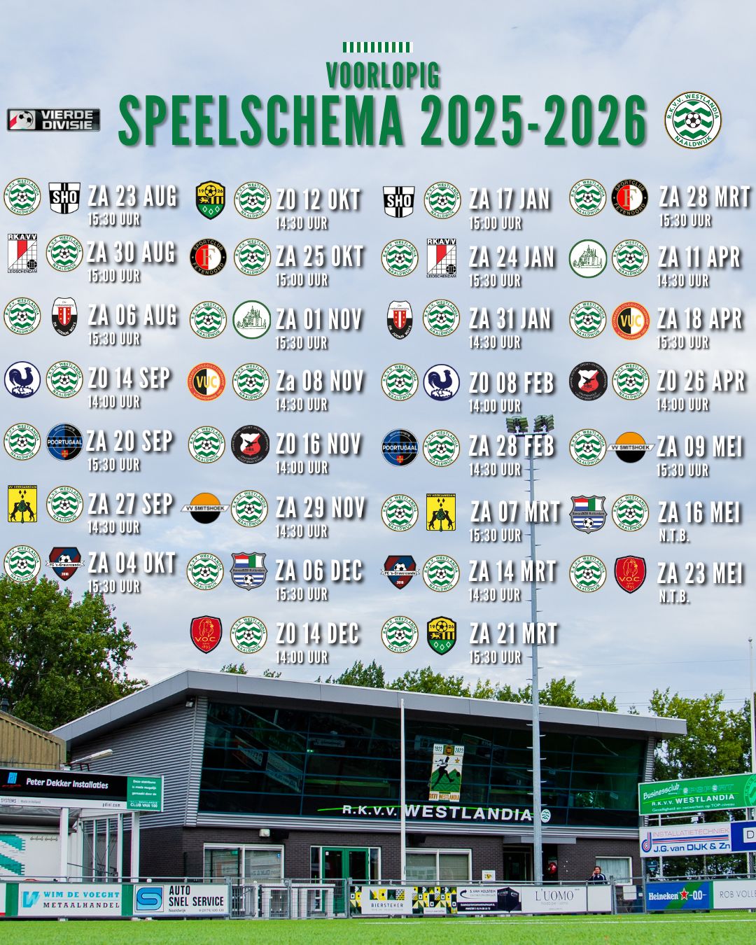 Het voorlopige wedstrijdprogramma 2025-2026!