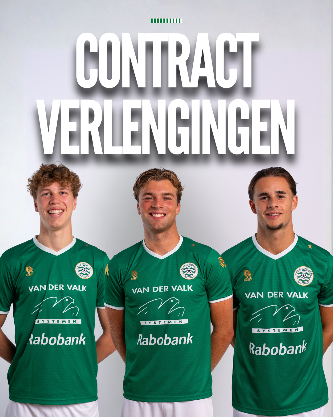 De drie jongens uit de eigen jeugd tekenen allemaal bij voor de Groen-Witten!