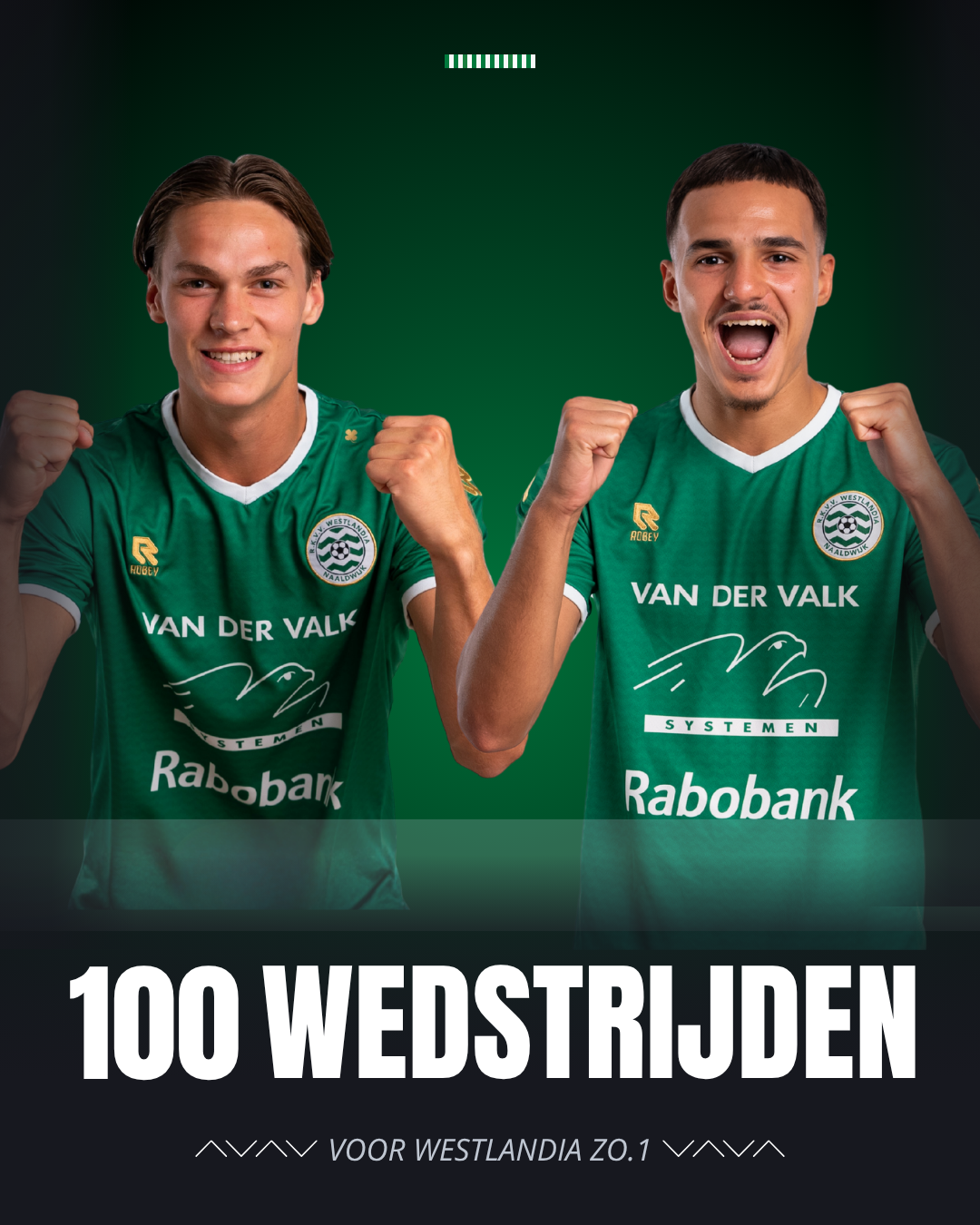 Dubbele mijlpaal voor Westlandia: Kick Krom en Ismail Afellah op 100 wedstrijden