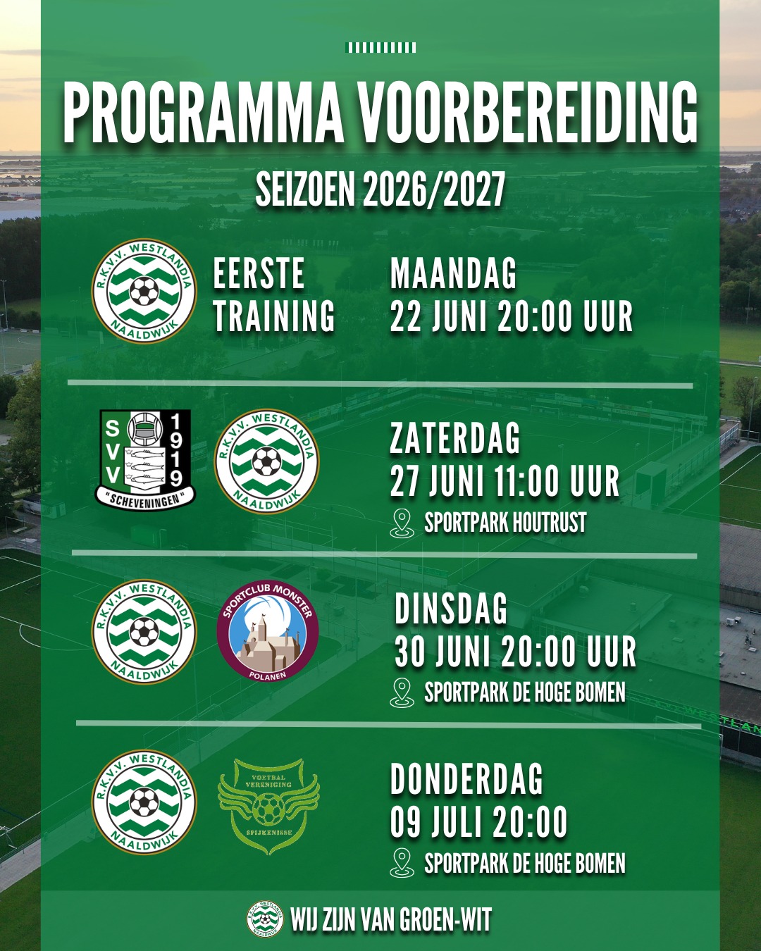 Programma voorbereiding seizoen 2026/2027 bekend
